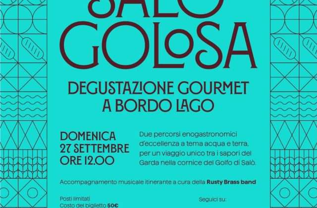 Locandina di Salò Golosa 2026, degustazione gourmet a bordo lago, domenica 27 settembre ore 12