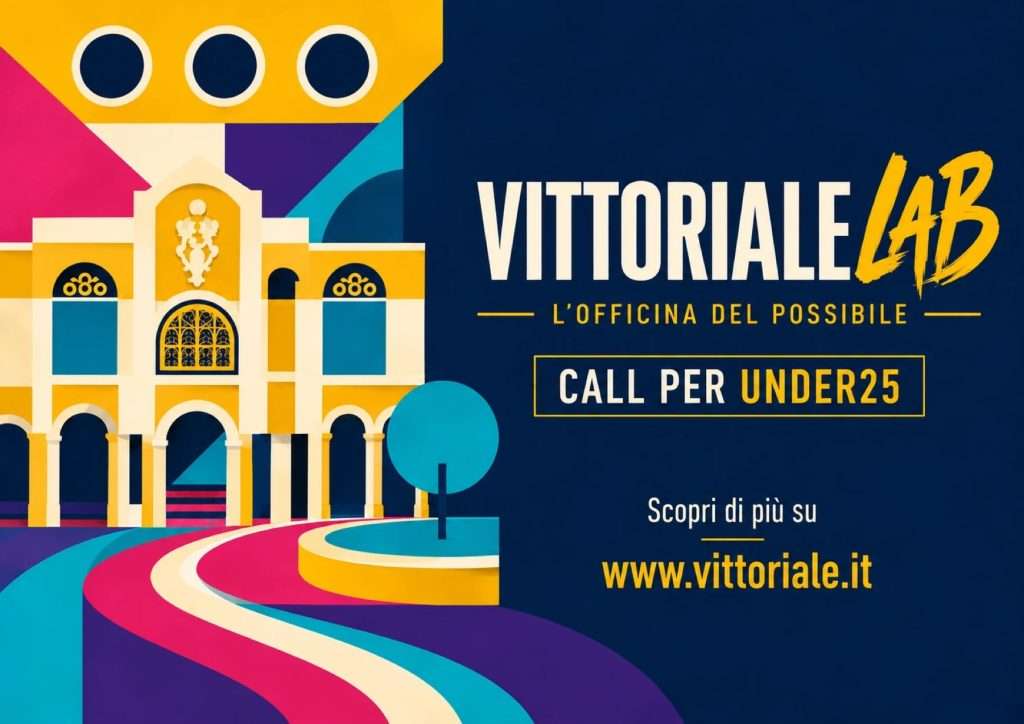 Cartaz do Vittoriale Lab, o concurso de ideias para menores de 25 anos do Vittoriale degli Italiani